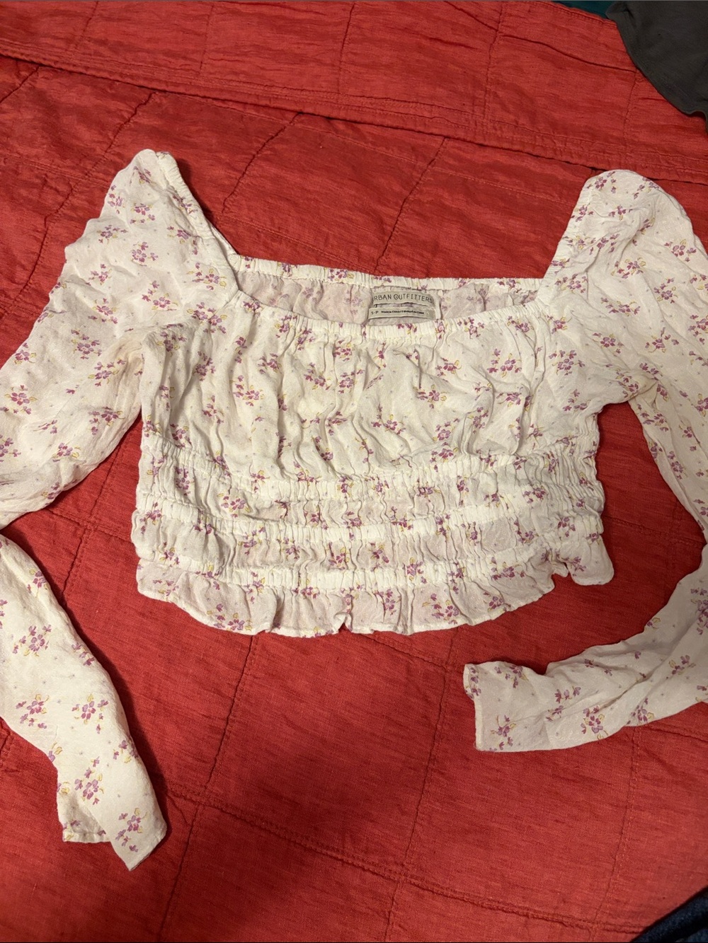 Urban Outfitters Cream Boho Blouse cropped